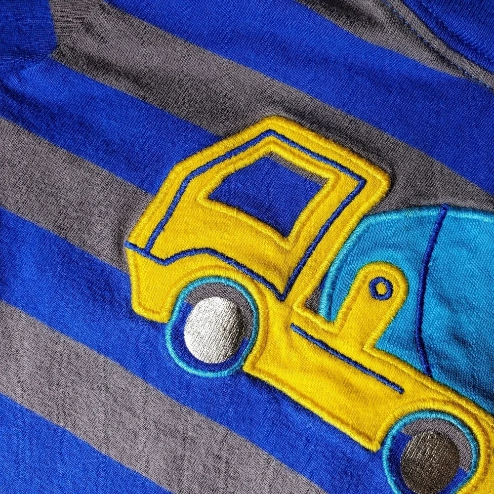 Child of Mine by Carter's Blue and Gray Striped Hooded T-Shirt Size 24m NWOT